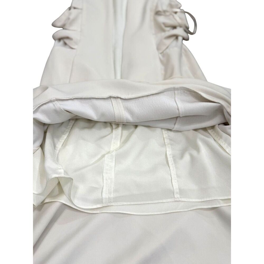 Halston Heritage Ivory Twist Flounce Hem Dress Sleeveless Size 6 Wedding Evening - Picture 10 of 16